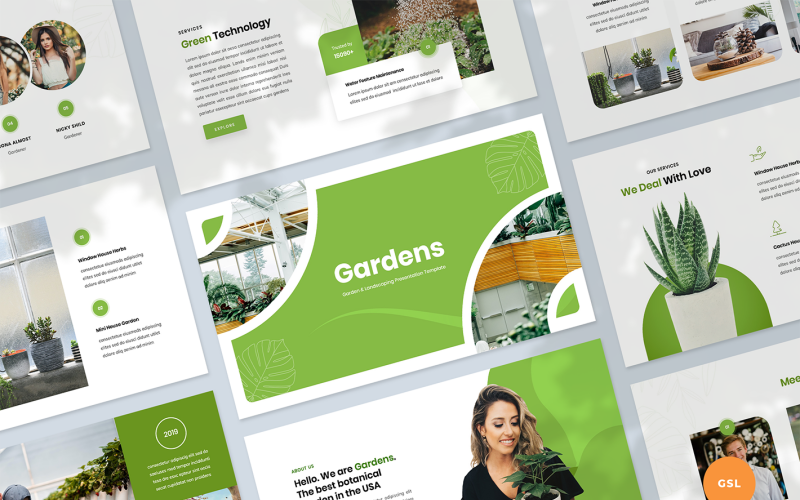 Trädgårds- och landskapspresentation Google Slides Mall
