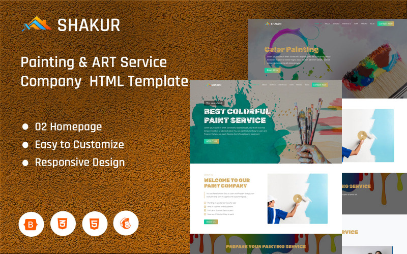 Shakur - Modelo de Página Inicial para Empresa de Serviços de Pintura e Arte