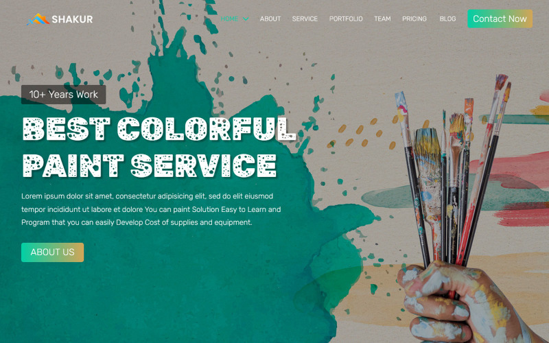 Shakur - šablona vstupní stránky společnosti pro malování
