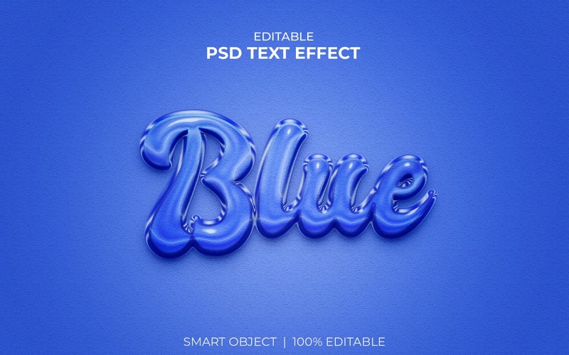 Синий редактируемый макет с 3d текстовым эффектом