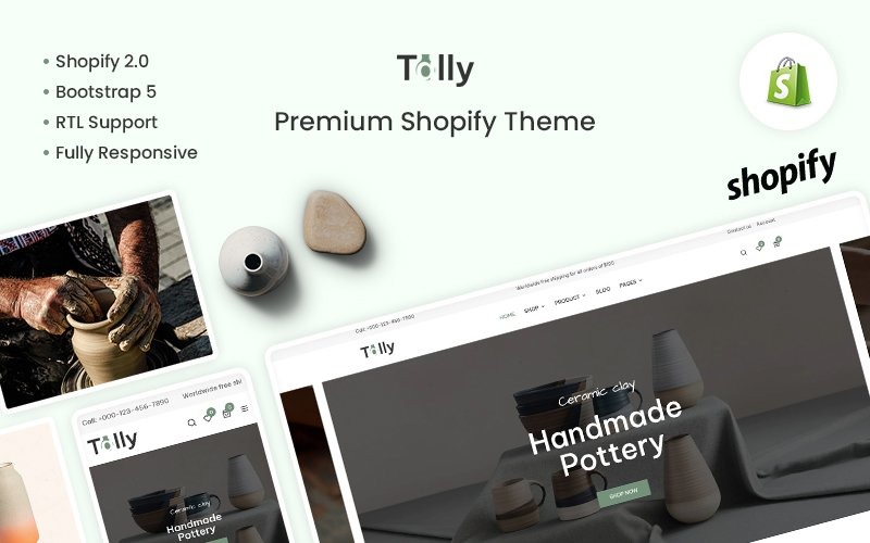 Tally – преміальна тема shopify для кераміки та кераміки