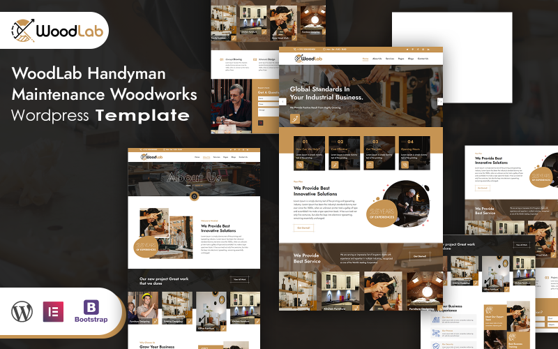 WoodLab Handyman Mantenimiento Woodworks Tema de Wordpress