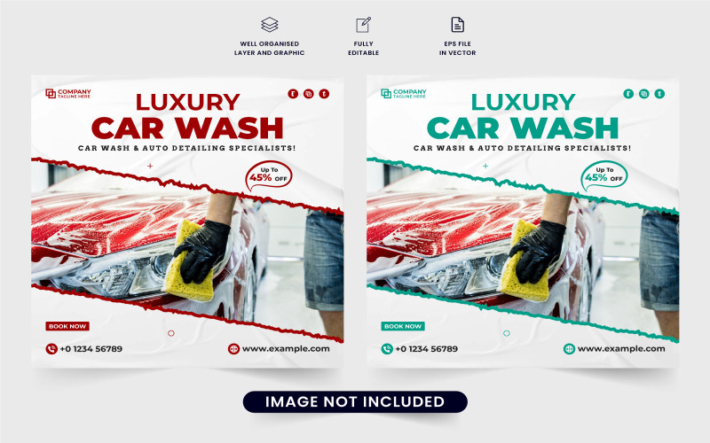 Car cleaning social media post vector