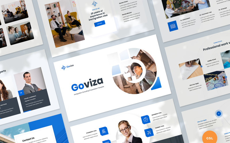 Modèle Google Slides de présentation du service de conseil en immigration