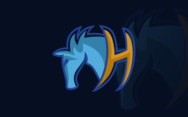 modelo de logotipo de cavalo letra h