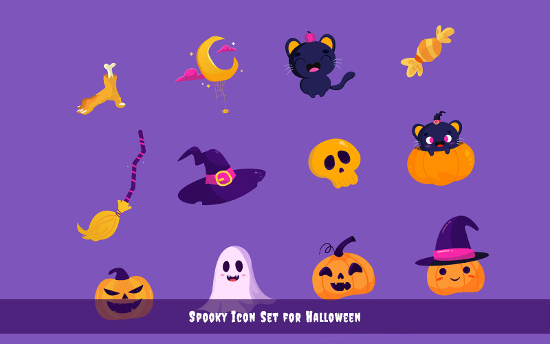 Spöklik Ikonuppsättning för Halloween