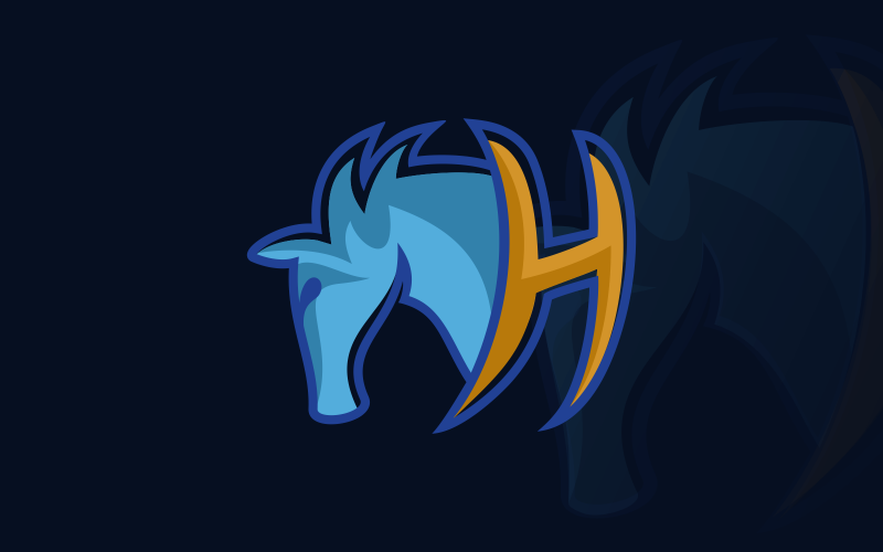 szablon logo konia litery h