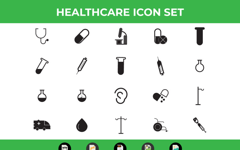 Conjunto de ícones grátis de glifo médico e de saúde