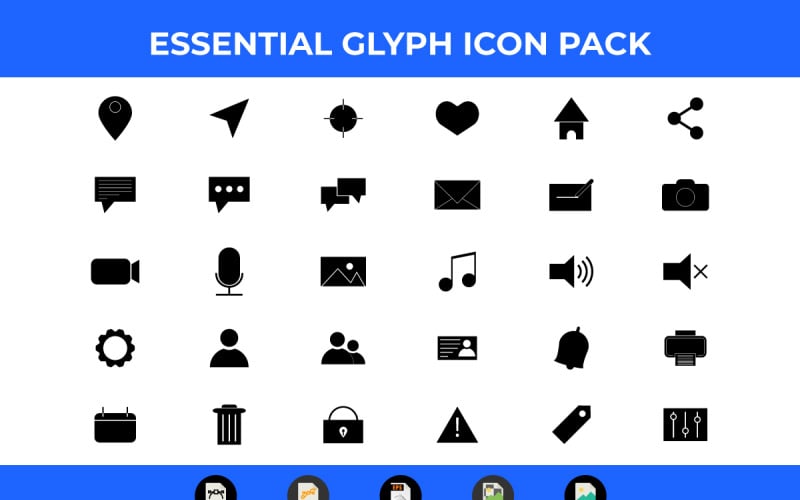 30 Glyph Essential Безкоштовний пакет векторних іконок у форматі SVG