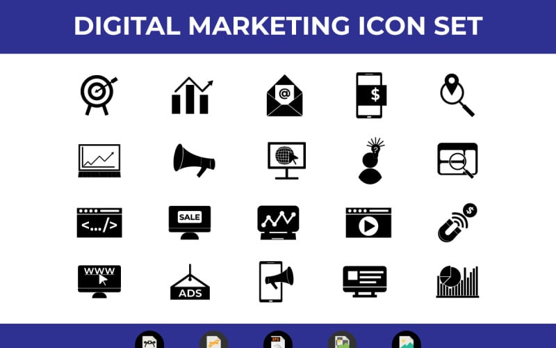 Icona di marketing digitale Imposta vettore e SVG