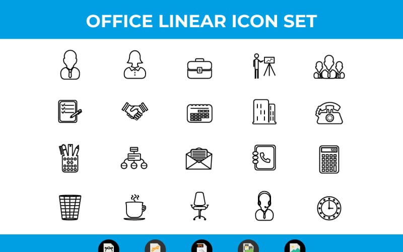 Icone lineari per ufficio e affari vettoriali e SVG