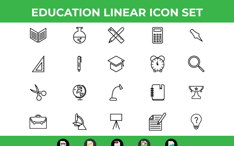 Onderwijs Lineaire Icon Set Vector en SVG