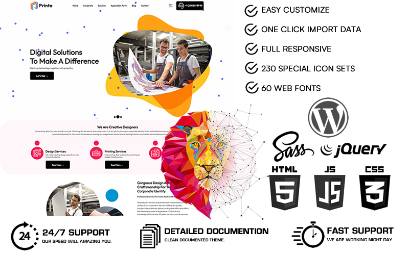 Printa - WordPress Theme für Druckunternehmen und Designdienste