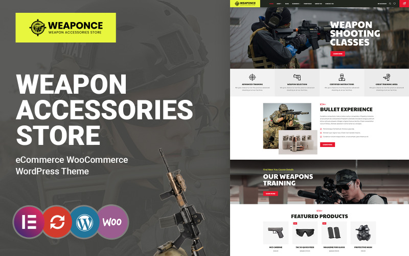 Vapen - Vapenträning, Shooting Club och Weapon WooCommerce-tema