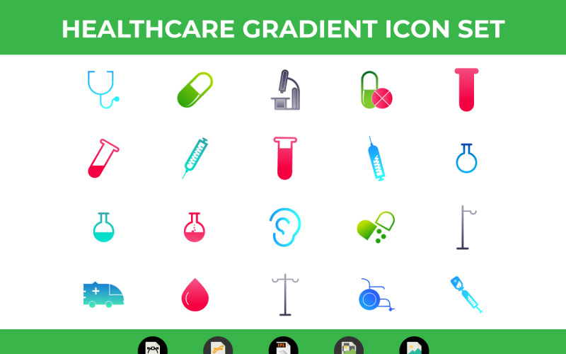 Zdravotní péče a lékařské Gradient Icon Set
