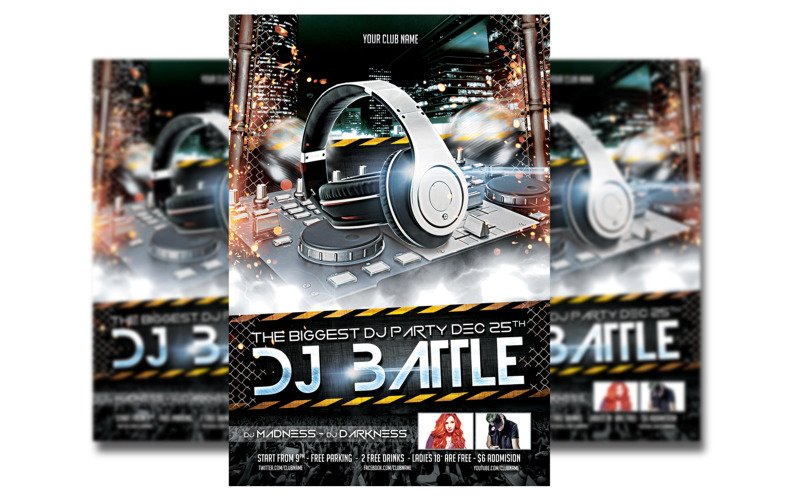 DJ Battle Party Flyer-sjabloon #3