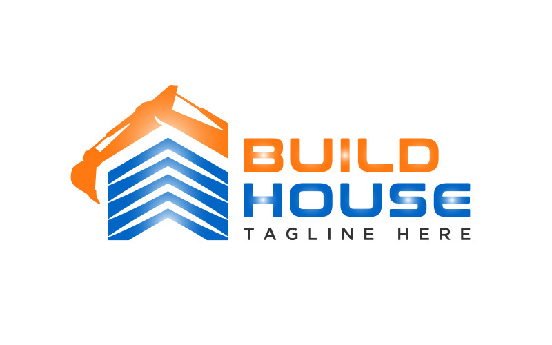 Design de logotipo para construção de casas de escavadeira