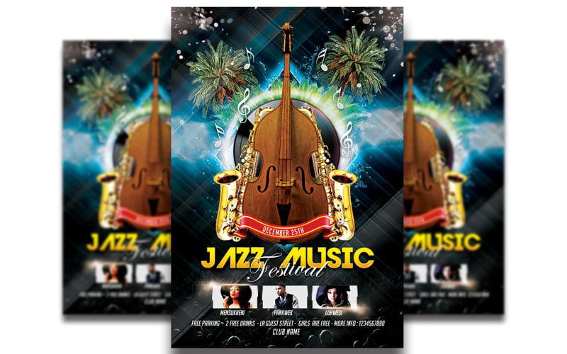Шаблон листівки фестивалю джазової музики