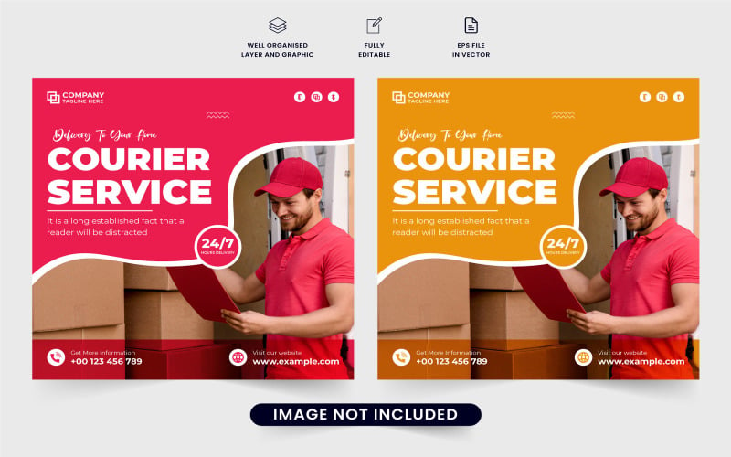 Modern courier service web banner vector - TemplateMonster