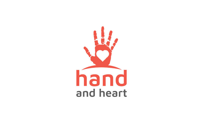 Hand måla med hjärta kärlek logotyp design vektor