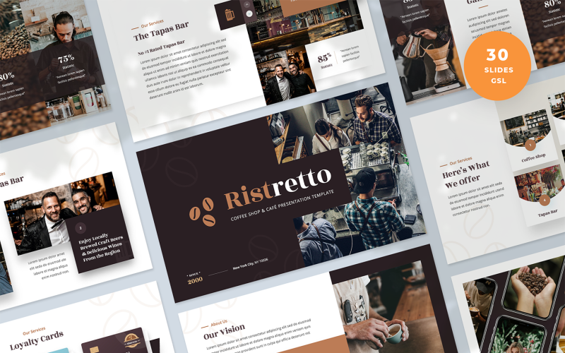Modello di presentazione di diapositive di Google per caffetteria e caffetteria