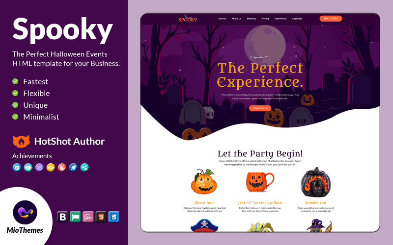 Spooky - Одностраничный HTML-шаблон Хэллоуина