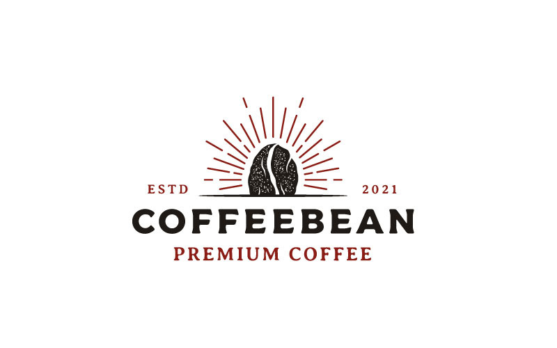 Vintage Hipster Coffee Bean Logo Design Vector Szablon
