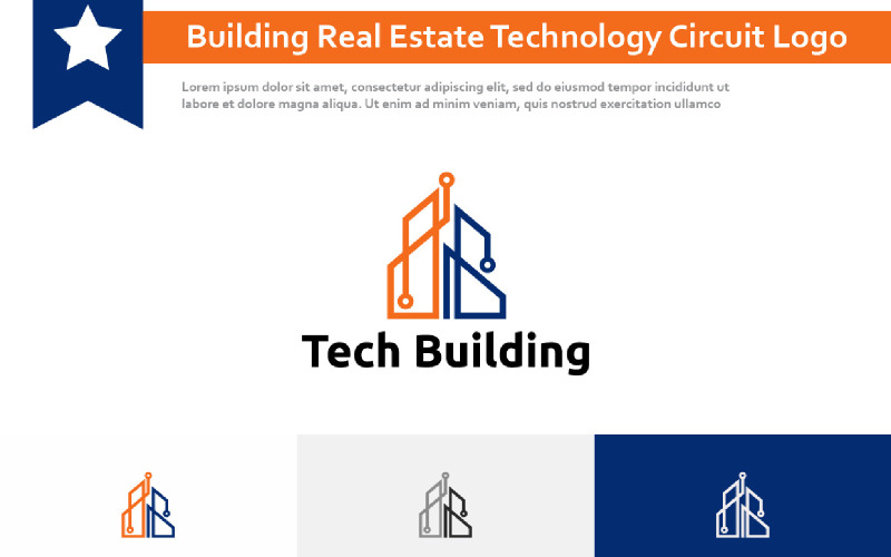 Budování Real Estate Technology Circuit Monoline Logo