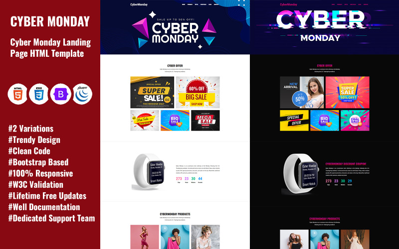 CyberMonday - Modelo HTML da página de destino da venda da Cyber Monday