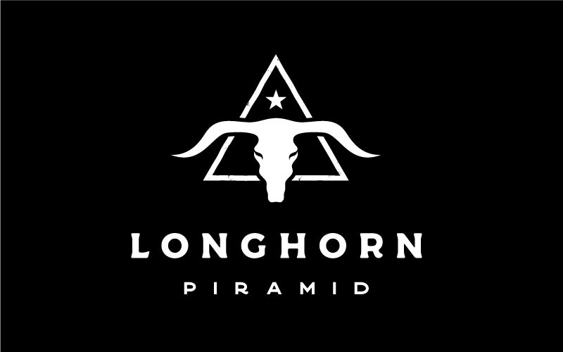 Design de logotipo vintage Texas Longhorn, Country Western Bull Gado