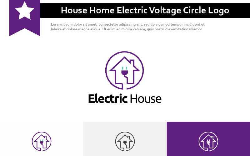 Dům Domů Elektrické Napětí Circle Monoline Logo