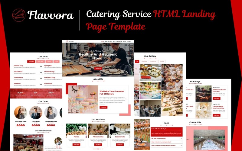 Flavvora - Šablona vstupní stránky HTML5 cateringové služby
