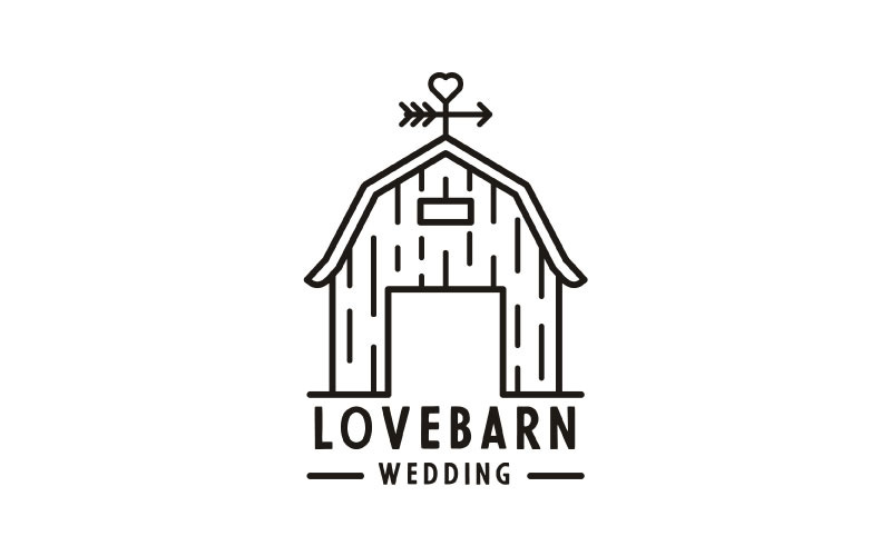 Grange monoline avec flèches et coeur Love For Wedding Logo