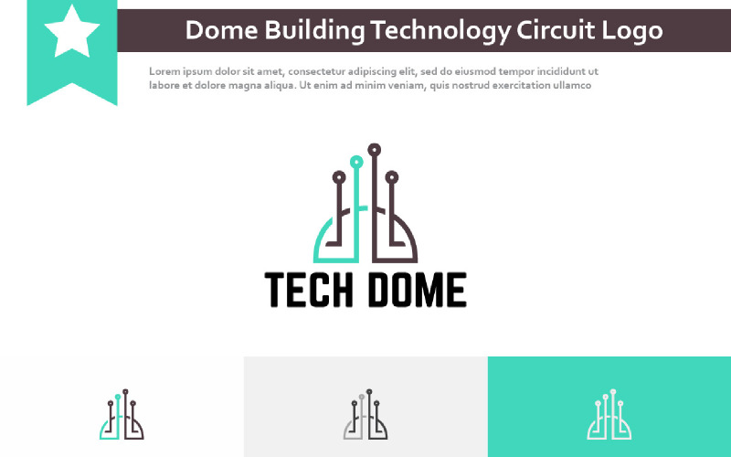 Logo moderne d'ordinateur de circuit de technologie de construction de dôme