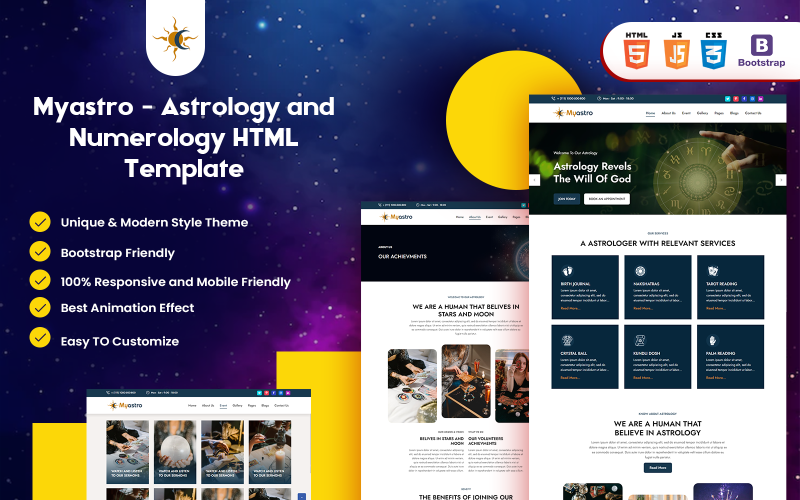 Myastro - HTML-шаблон астрологии и нумерологии