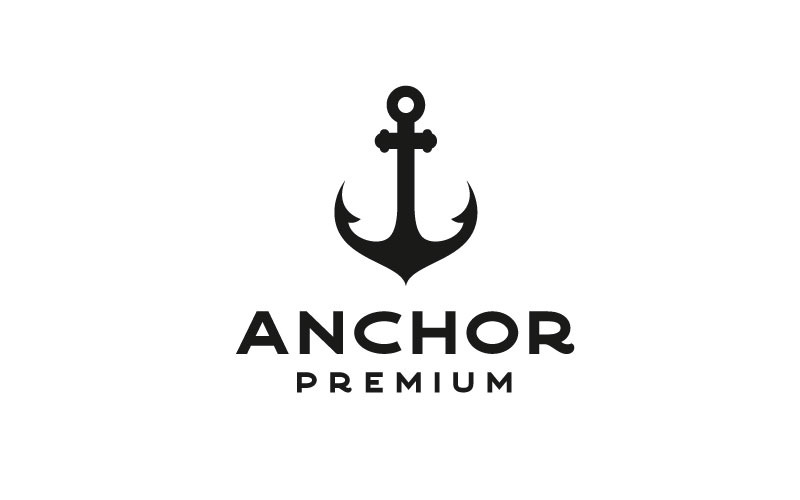 Retro Anker Silhouet Voor Boot Schip Marine Nautisch Transport Logo Ontwerp