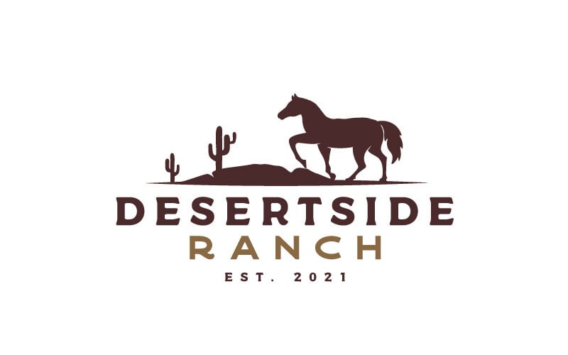 Retro Paard Silhouet Staande Logo Vector Ontwerpsjabloon