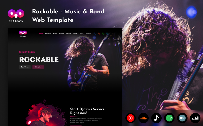 Rockable - Muziek- en bandwebsite Figma UI-sjabloon
