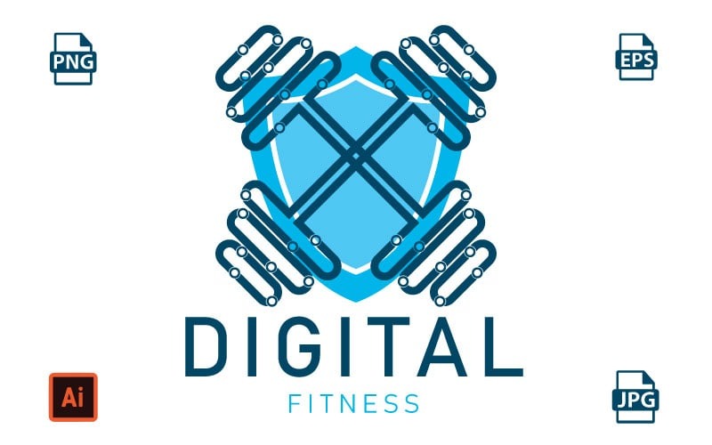 Шаблон логотипу Digital Fitness - логотип фітнесу