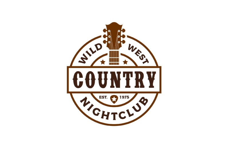 Vector Design de logotipo vintage retrô clássico de música country selo