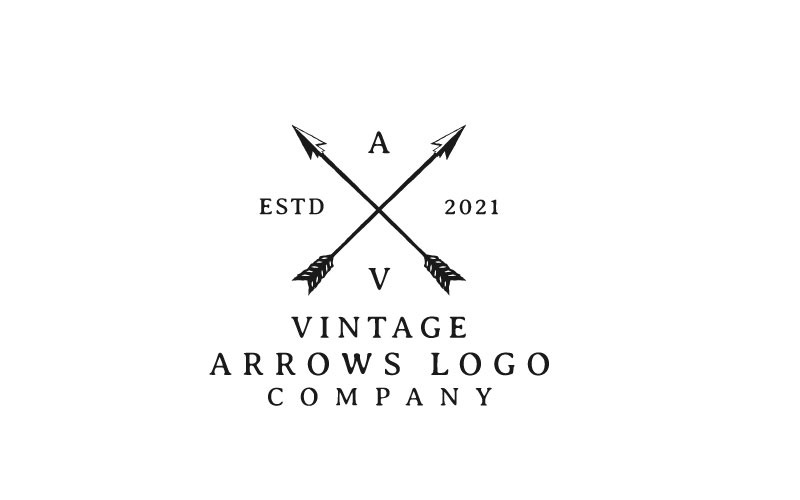 Vintage Hipster Logo-Design-Vorlage mit gekreuzten Pfeilen