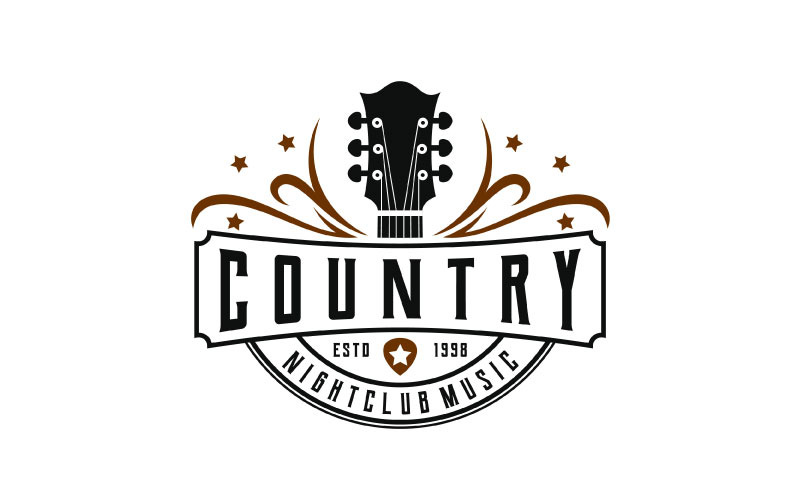 Vintage klasszikus country zene logó tervezősablon