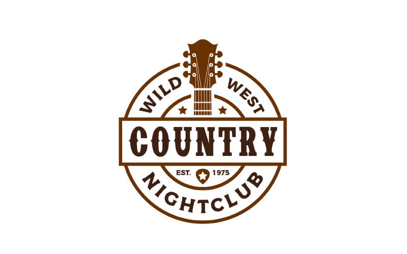 Vintage retrò classico musica country timbro Logo Design vettoriale