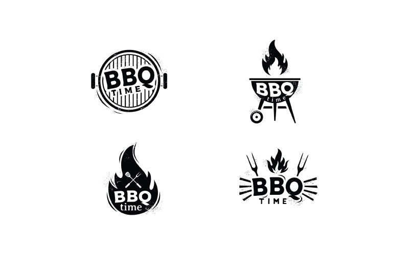 Vintage rustieke grill barbecue BBQ-logo ontwerp vector