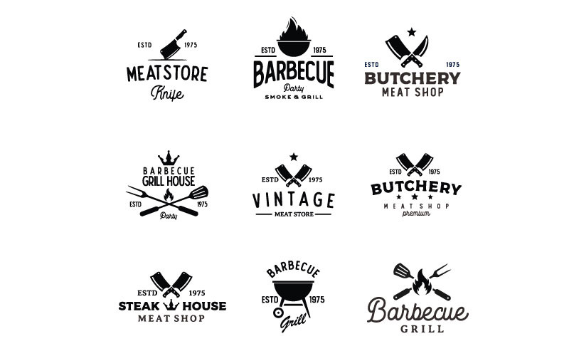 Vintage slager slagerij Logo ontwerp Vector