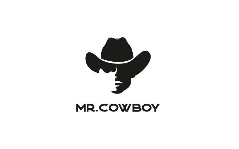 Western Cowboy hoofd silhouet Logo ontwerpsjabloon Vecrot