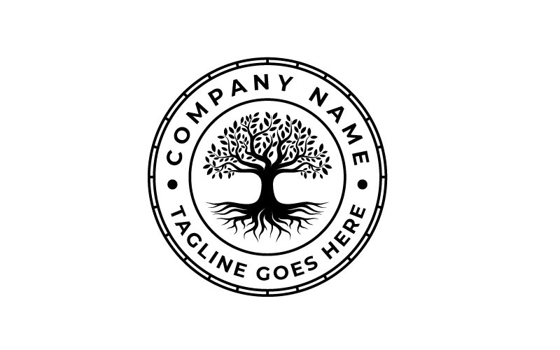 Baum des Lebens Stempel Siegel Emblem Oak Banyan Tree Logo Design Inspiration