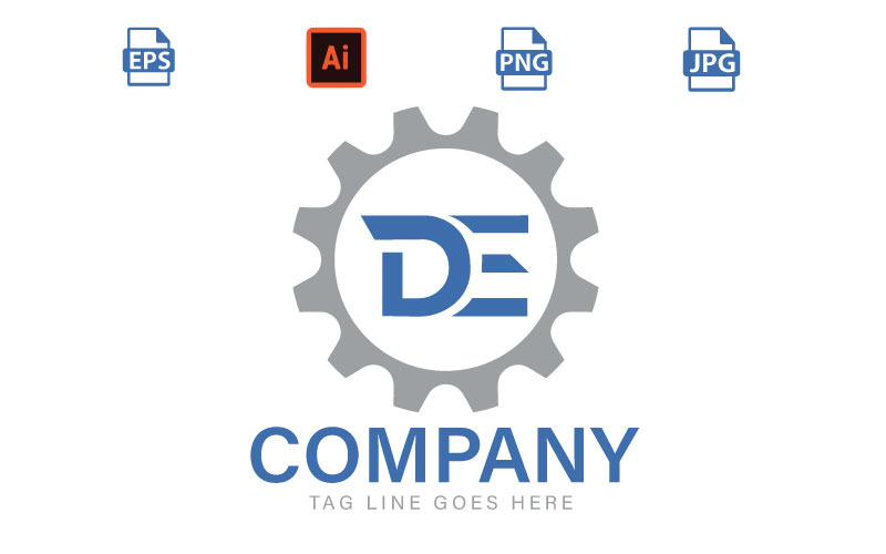 D ve E Harfi Logo Şablonu - Monogram Logo