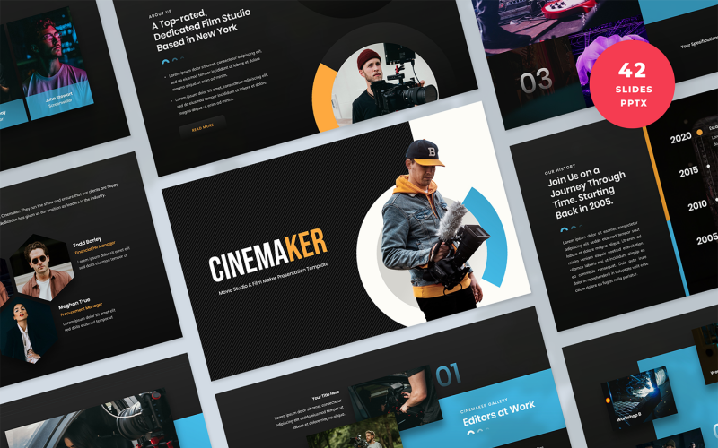 Filmstúdió és Filmkészítő bemutató PowerPoint sablon