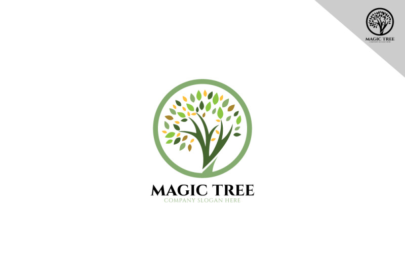 Minimal magisk träd logotyp mall